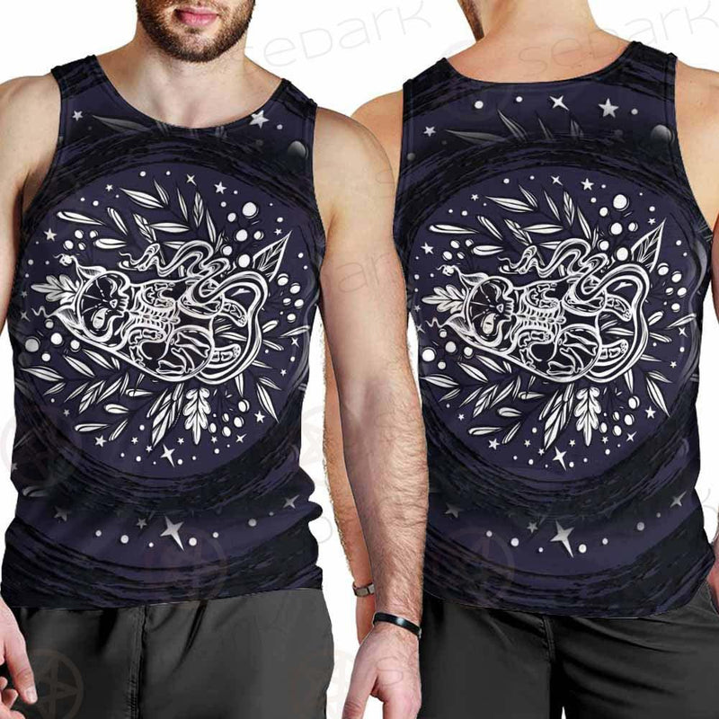 Mystical Cat Skeleton Lies In The Grass SDN-1050 Men Tank-tops