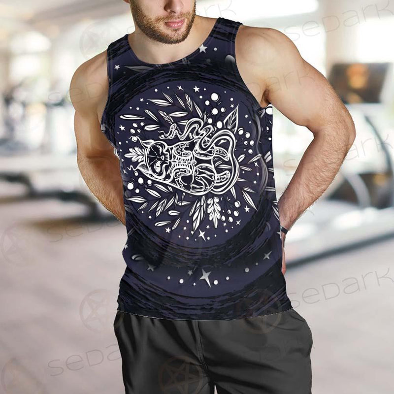 Mystical Cat Skeleton Lies In The Grass SDN-1050 Men Tank-tops