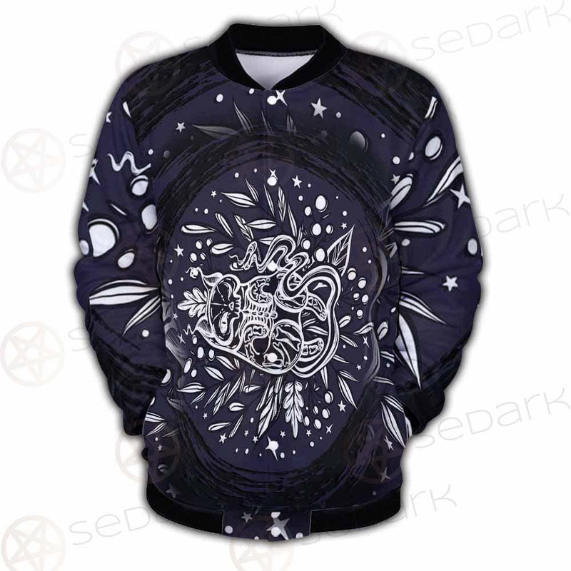 Mystical Cat Skeleton Lies In The Grass SDN-1050 Button Jacket