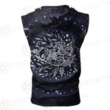 Mystical Cat Skeleton Lies In The Grass SDN-1050 Zip Sleeveless Hoodie