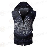 Mystical Cat Skeleton Lies In The Grass SDN-1050 Zip Sleeveless Hoodie