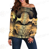 Jumping Silhouette Portrait SDN-1051 Off Shoulder Sweaters