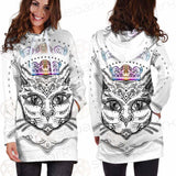 Cat Head Portrait With A Crown SDN-1053 Hoodie Dress