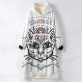 Cat Head Portrait With A Crown SDN-1053 Oversized Sherpa Blanket Hoodie