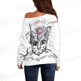 Cat Head Portrait With A Crown SDN-1053 Off Shoulder Sweaters
