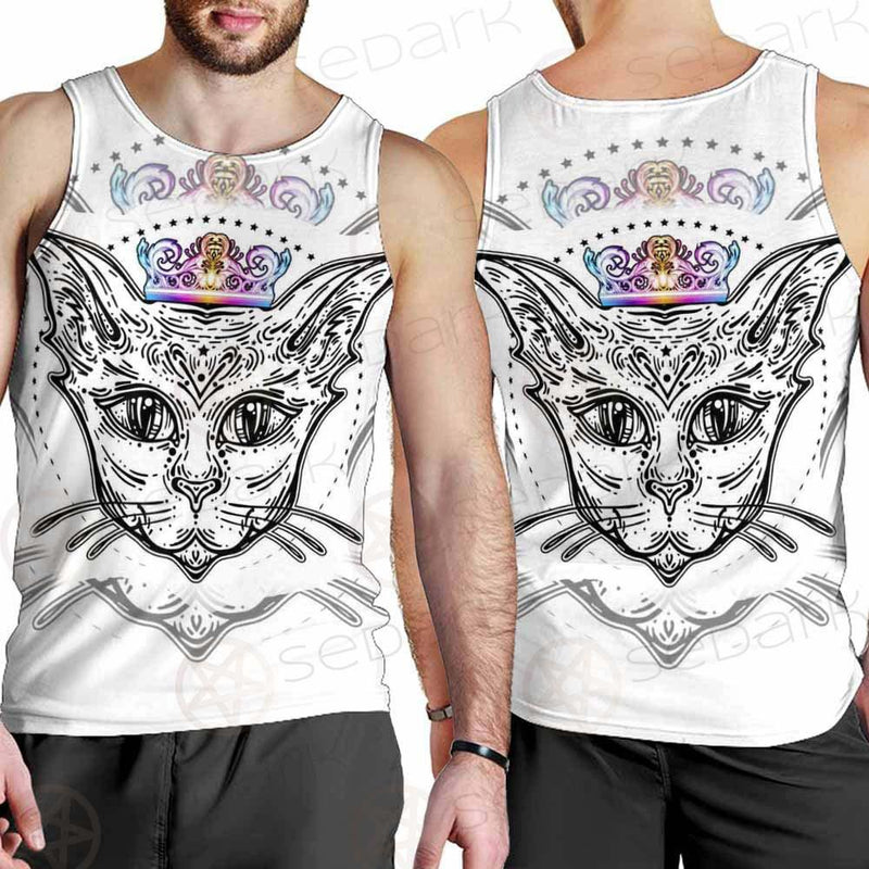 Cat Head Portrait With A Crown SDN-1053 Men Tank-tops