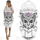 Cat Head Portrait With A Crown SDN-1053 Batwing Pocket Dress