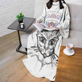 Cat Head Portrait With A Crown SDN-1053 Sleeved Blanket