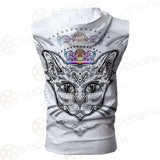 Cat Head Portrait With A Crown SDN-1053 Zip Sleeveless Hoodie