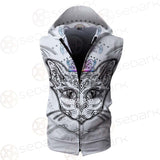 Cat Head Portrait With A Crown SDN-1053 Zip Sleeveless Hoodie