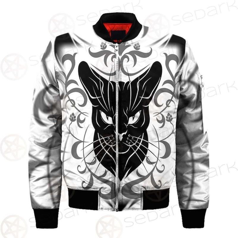 Black Cat Face With Floral Elements. SDN-1054 Jacket