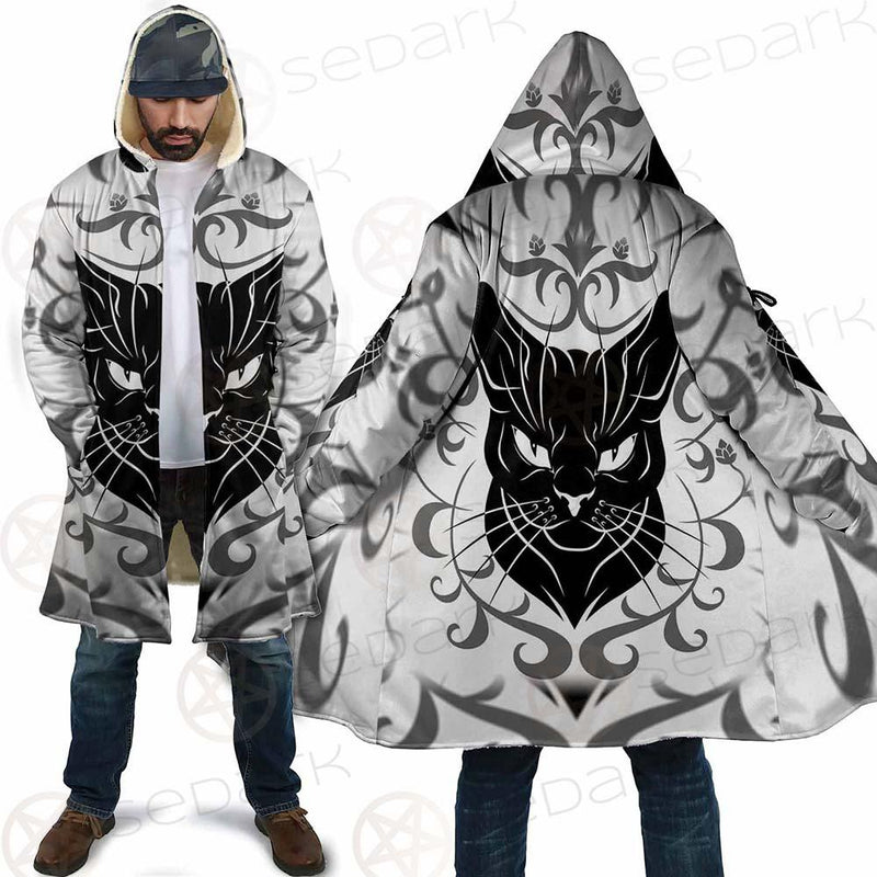 Black Cat Face With Floral Elements. SDN-1054 Cloak
