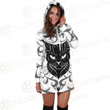 Black Cat Face With Floral Elements. SDN-1054 Hoodie Dress