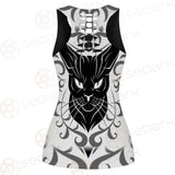 Black Cat Face With Floral Elements. SDN-1054 Women Tank Top