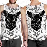 Black Cat Face With Floral Elements. SDN-1054 Men Tank-tops