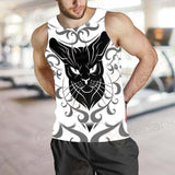 Black Cat Face With Floral Elements. SDN-1054 Men Tank-tops