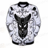 Black Cat Face With Floral Elements. SDN-1054 Button Jacket