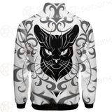 Black Cat Face With Floral Elements. SDN-1054 Jacket