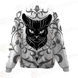 Black Cat Face With Floral Elements. SDN-1054 Unisex Sweatshirt