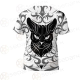 Black Cat Face With Floral Elements. SDN-1054 Unisex T-shirt