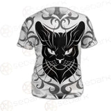 Black Cat Face With Floral Elements. SDN-1054 Unisex T-shirt