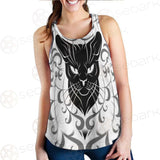 Black Cat Face With Floral Elements. SDN-1054 Women Tank Top