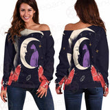 I Am A Moonchild Text SDN-1055 Off Shoulder Sweaters