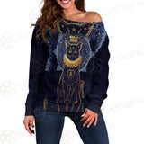 Black Cat Silhouette Portrait SDN-1056 Off Shoulder Sweaters