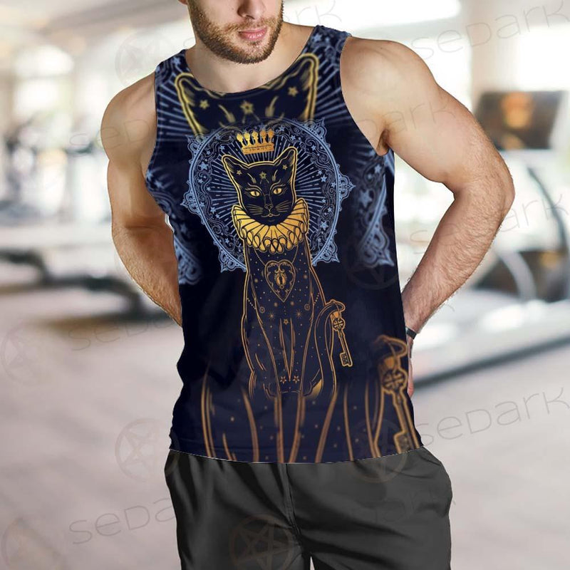 Black Cat Silhouette Portrait SDN-1056 Men Tank-tops