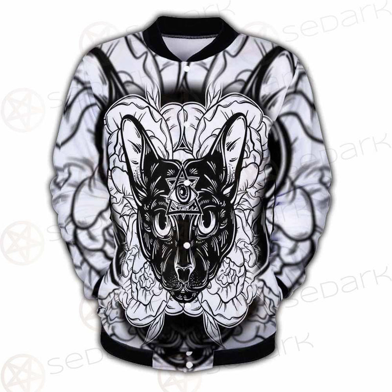 Ustration Of Cat With Flowers SDN-1057 Button Jacket