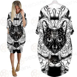 Ustration Of Cat With Flowers SDN-1057 Batwing Pocket Dress