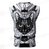 Ustration Of Cat With Flowers SDN-1057 Zip Sleeveless Hoodie