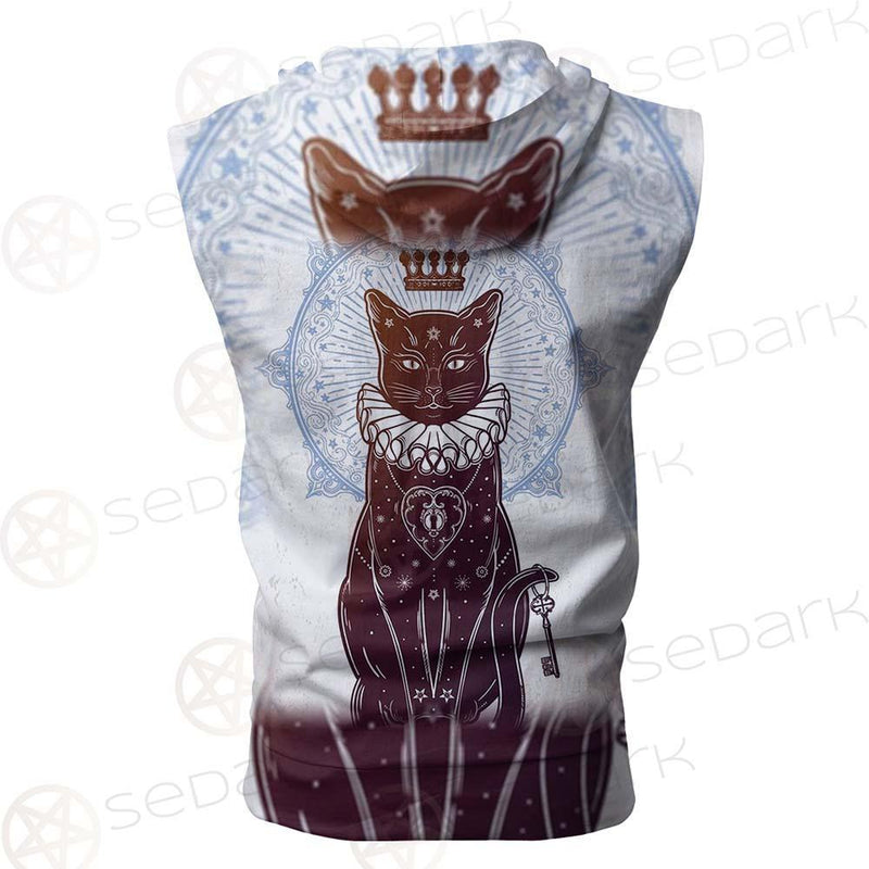 Black Cat Silhouette Portrait SDN-1059 Zip Sleeveless Hoodie