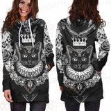 Black Cat Silhouette Portrait SDN-1060 Hoodie Dress