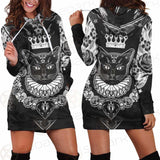 Black Cat Silhouette Portrait SDN-1060 Hoodie Dress