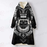 Black Cat Silhouette Portrait SDN-1060 Oversized Sherpa Blanket Hoodie