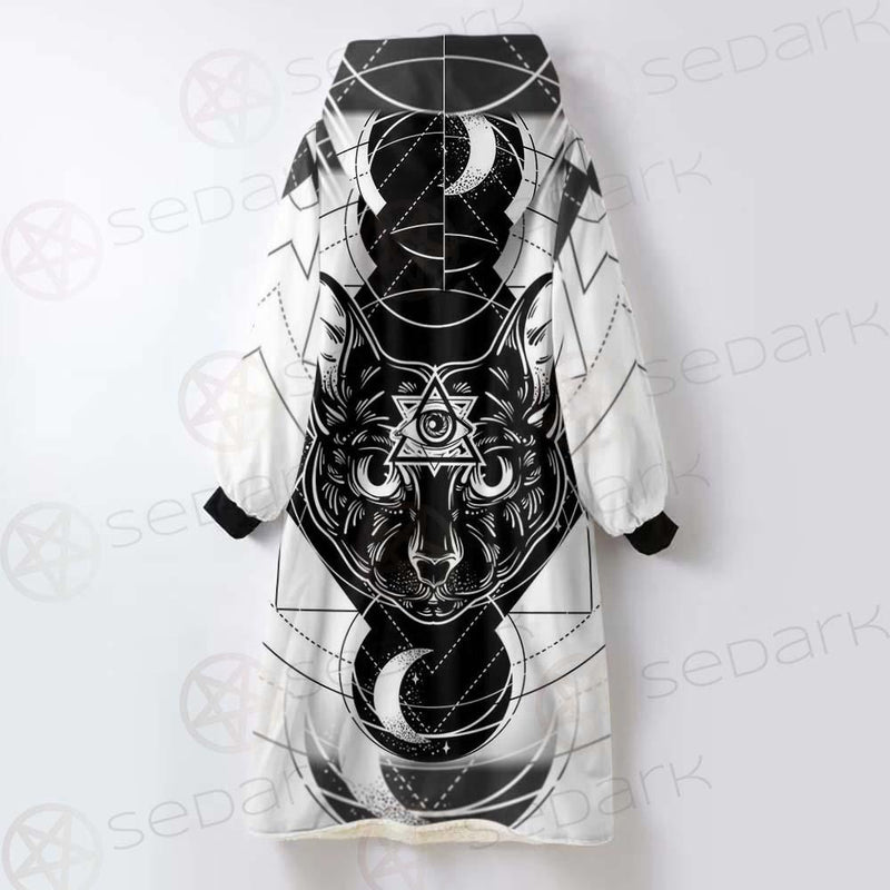 Hand Drawn Illustration Of Cat SDN-1064 Oversized Sherpa Blanket Hoodie