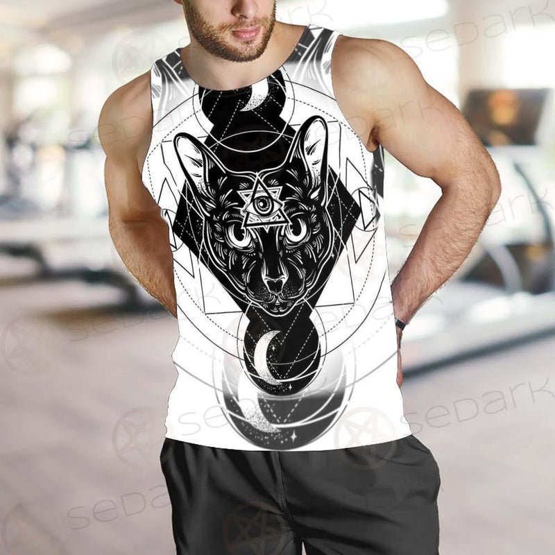 Hand Drawn Illustration Of Cat SDN-1064 Men Tank-tops