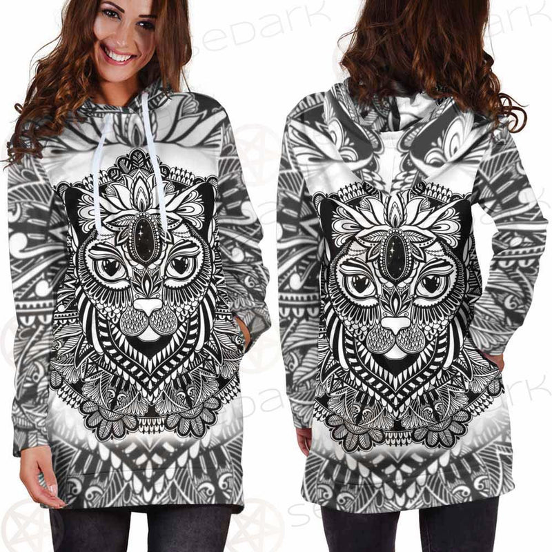 Cat Mystic And Mandala Tattoo SDN-1065 Hoodie Dress