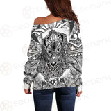 Cat Mystic And Mandala Tattoo SDN-1065 Off Shoulder Sweaters