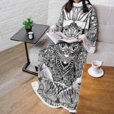 Cat Mystic And Mandala Tattoo SDN-1065 Sleeved Blanket