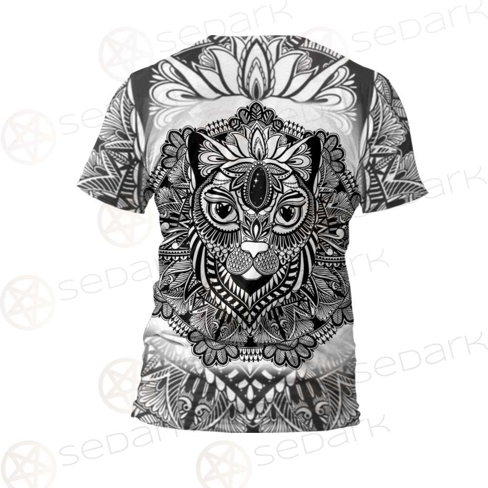 Cat Mystic And Mandala Tattoo SDN-1065 Unisex T-shirt