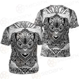 Cat Mystic And Mandala Tattoo SDN-1065 Unisex T-shirt