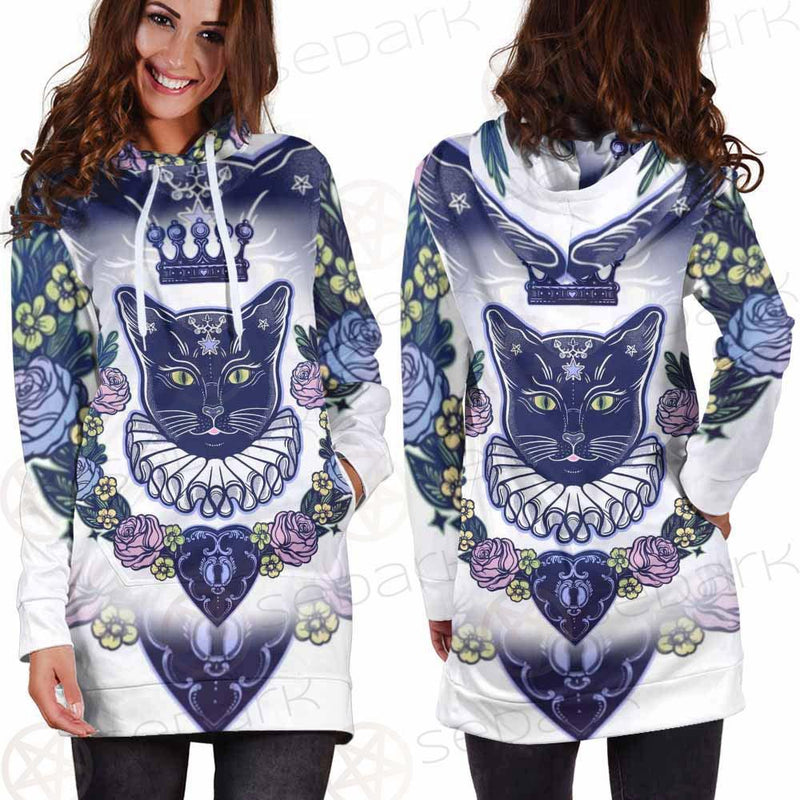 Black Cat Silhouette Portrait SDN-1066 Hoodie Dress