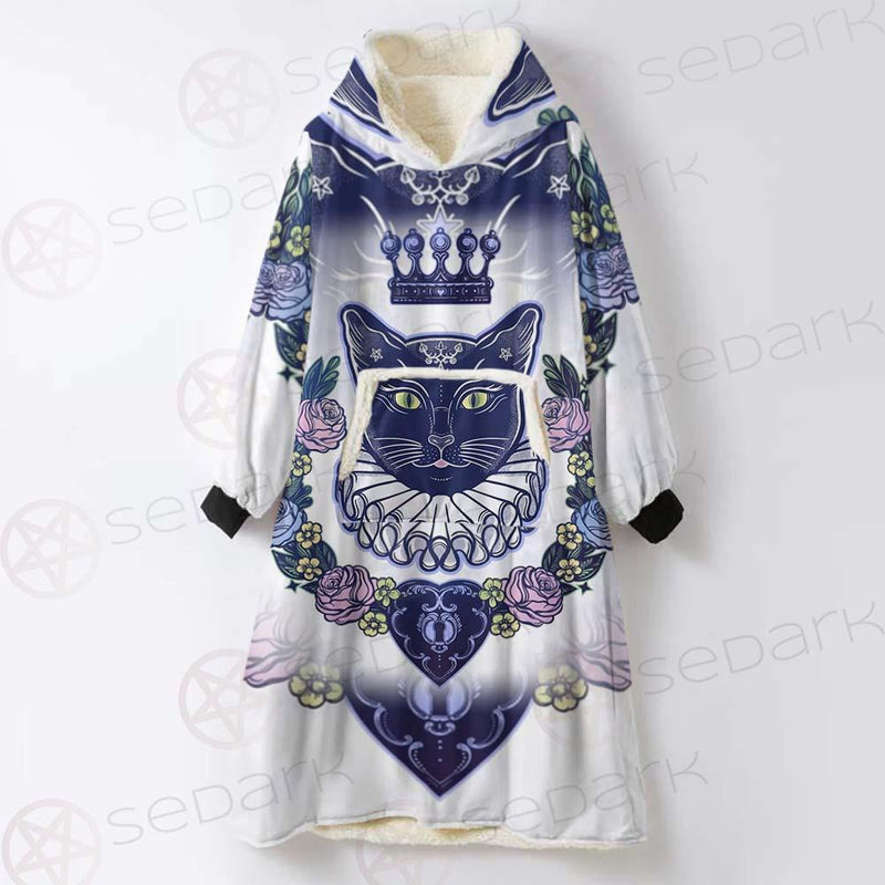 Black Cat Silhouette Portrait SDN-1066 Oversized Sherpa Blanket Hoodie