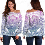 Cat Mystic And Mandala Tattoo SDN-1067 Off Shoulder Sweaters