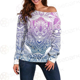 Cat Mystic And Mandala Tattoo SDN-1067 Off Shoulder Sweaters