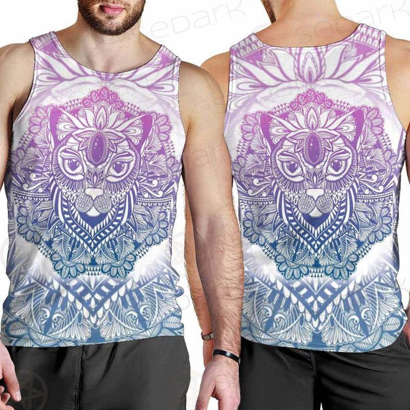 Cat Mystic And Mandala Tattoo SDN-1067 Men Tank-tops