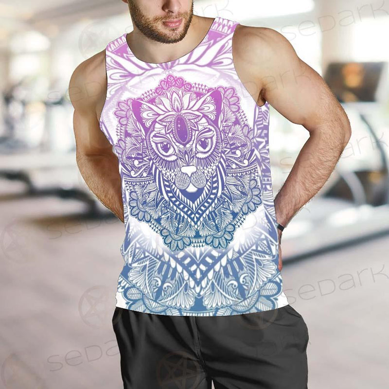 Cat Mystic And Mandala Tattoo SDN-1067 Men Tank-tops