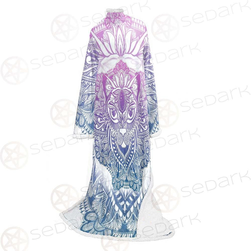 Cat Mystic And Mandala Tattoo SDN-1067 Sleeved Blanket